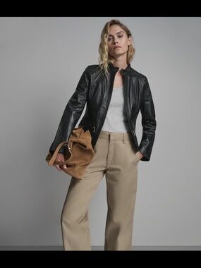 Wilson Black Genuine Leather Jacket Zip Front